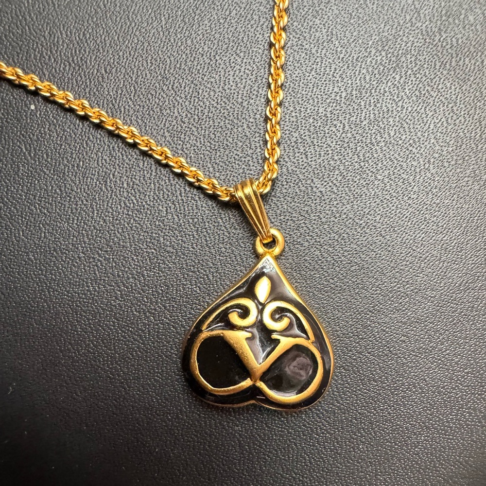 Valentino Garavani Gold and Black Pendant Necklace